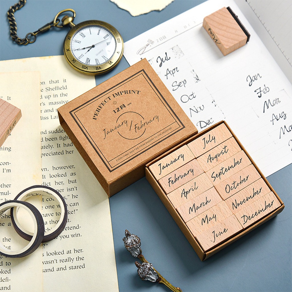 Monatsstempel aus Naturholz, D – Rubber Date Stamp Bewertung und Preis
